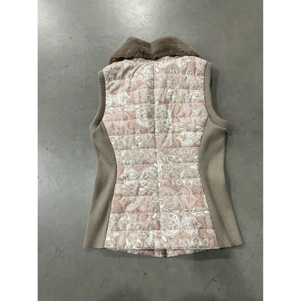 Ruby Rd Puffer Vest Jacket Womens Large Floral Paisley Faux Fur Collar Zip SizeS - Picture 4 of 5